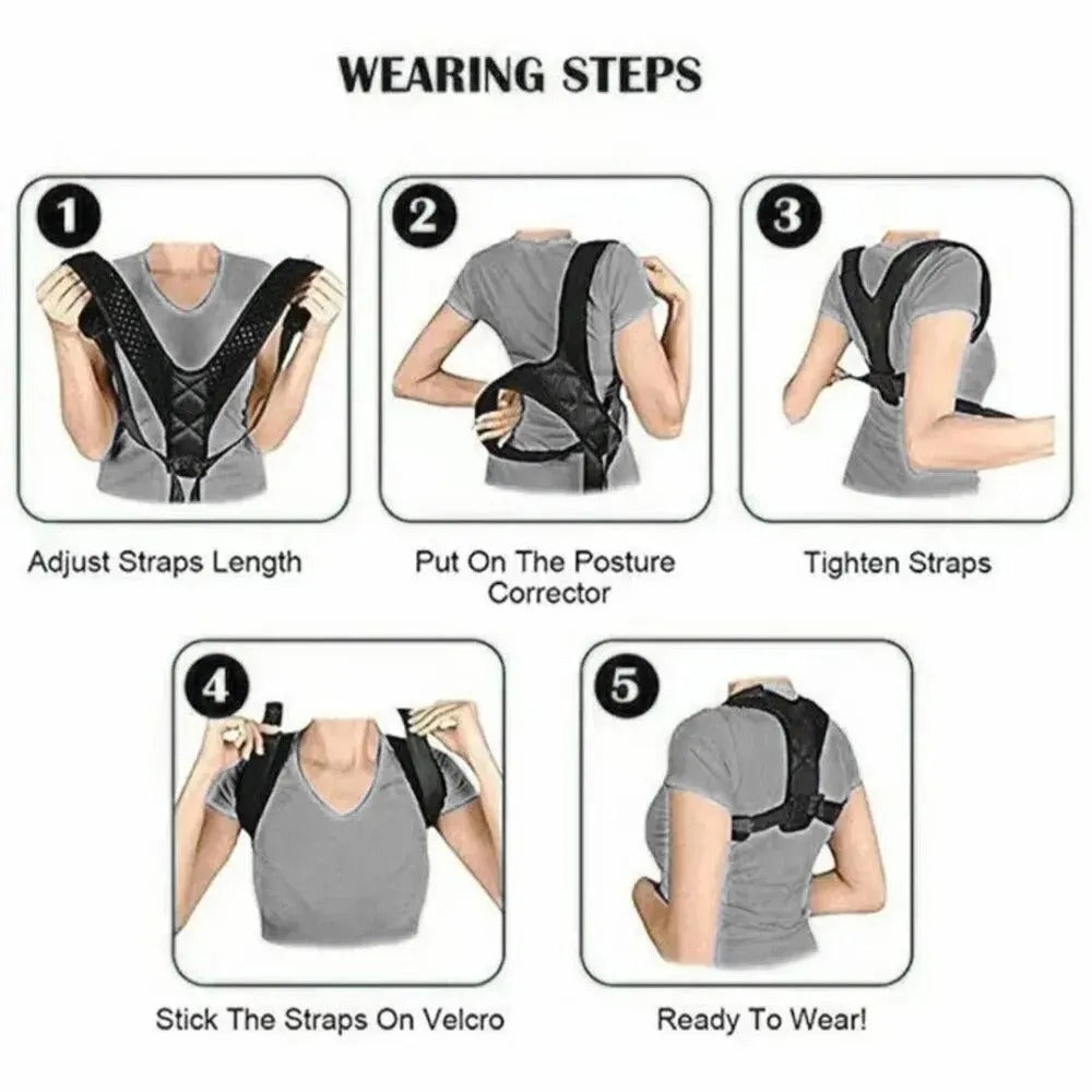 Back Posture Correction Belt – Hunchback Prevention & Sitting Posture Support (Unisex, Breathable)